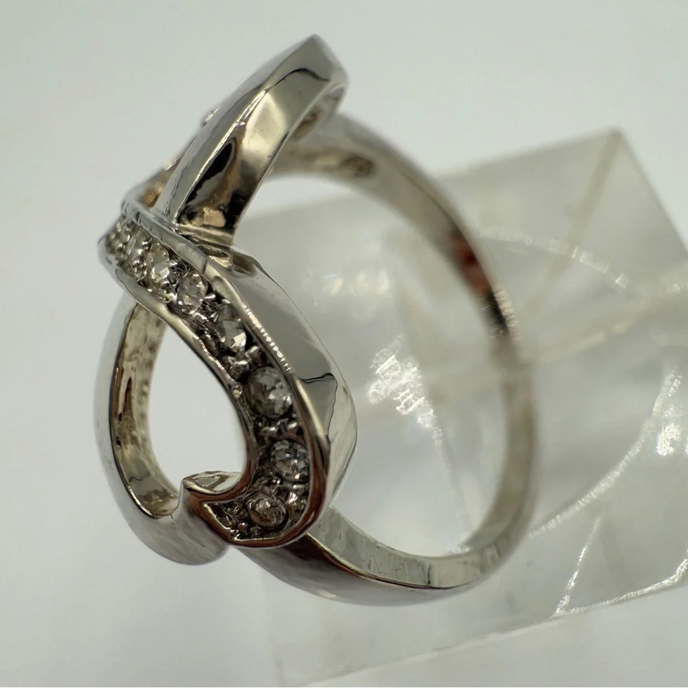 Elegant Silvertone Infinity Heart Ring